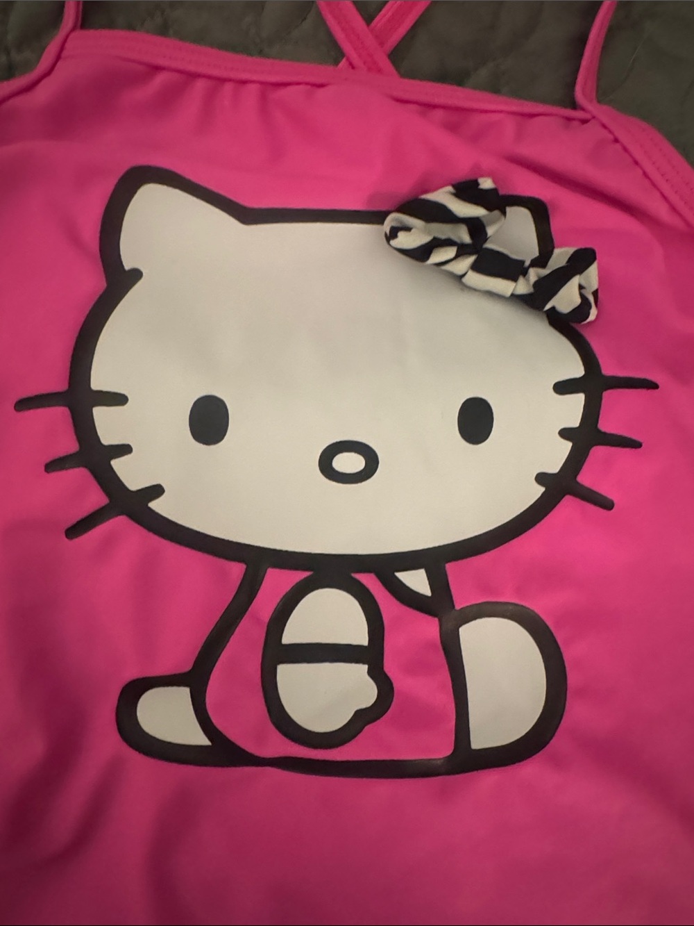 Hello Kitty Hot Pink One-Piece Swimsuit with Bow Accent - Picture 2 of 4